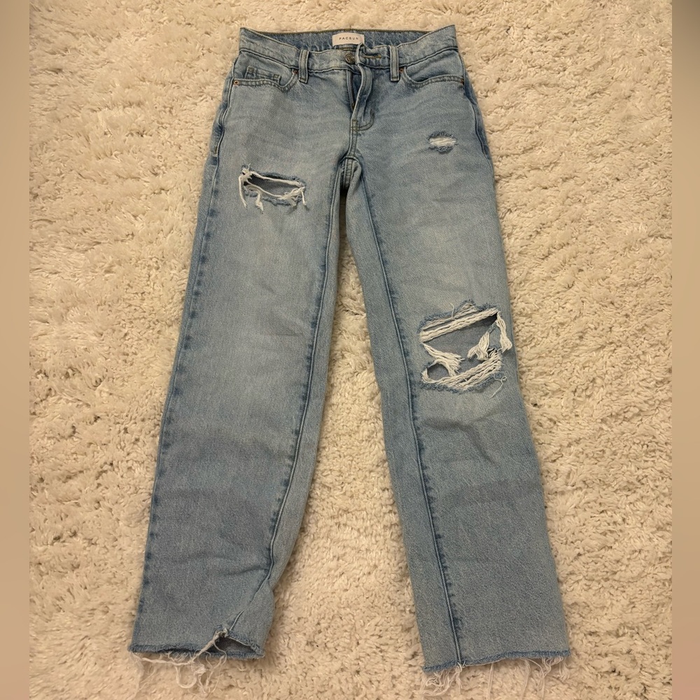 PACSUN Eco Stretch Light Blue Ripped 90s Straight Leg Jeans